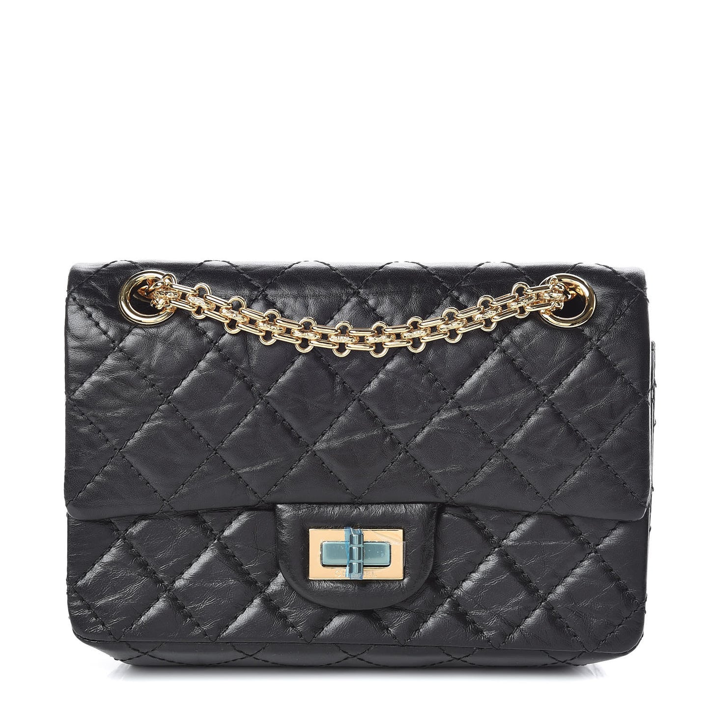 Aged Calfskin Quilted 2.55 Reissue Mini Flap Black
