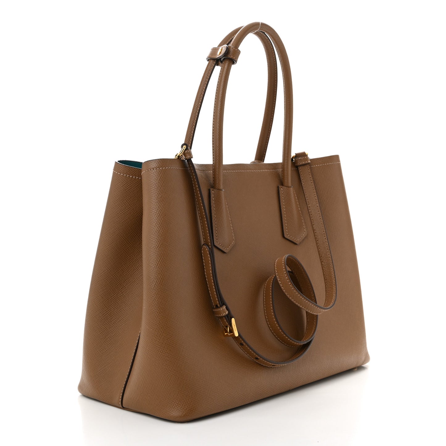 Saffiano Cuir Large Double Bag Cannella Turchese