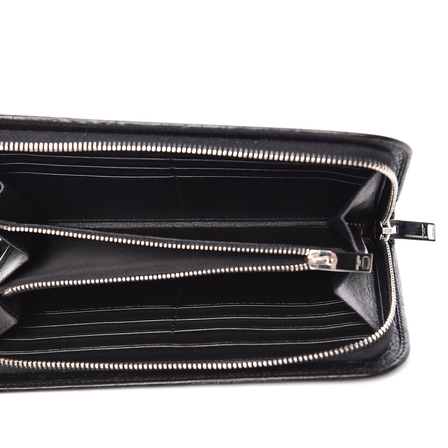 Calfskin Crocodile Embossed Classic Zip Around Continental Wallet Black