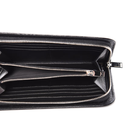 Saint Laurent Calfskin Crocodile Embossed Classic Zip Around Continental Wallet Black 5 of 8