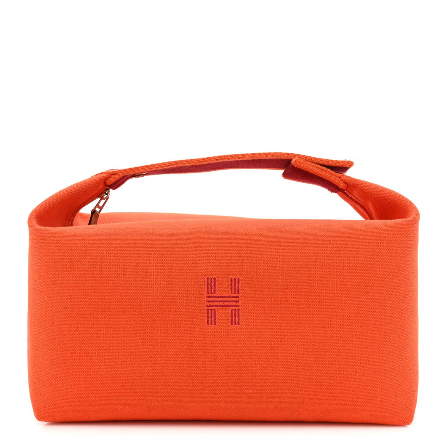Hermes Canvas Large Bride-A-Brac Pouch Orange Feu Burgundy 1 of 13