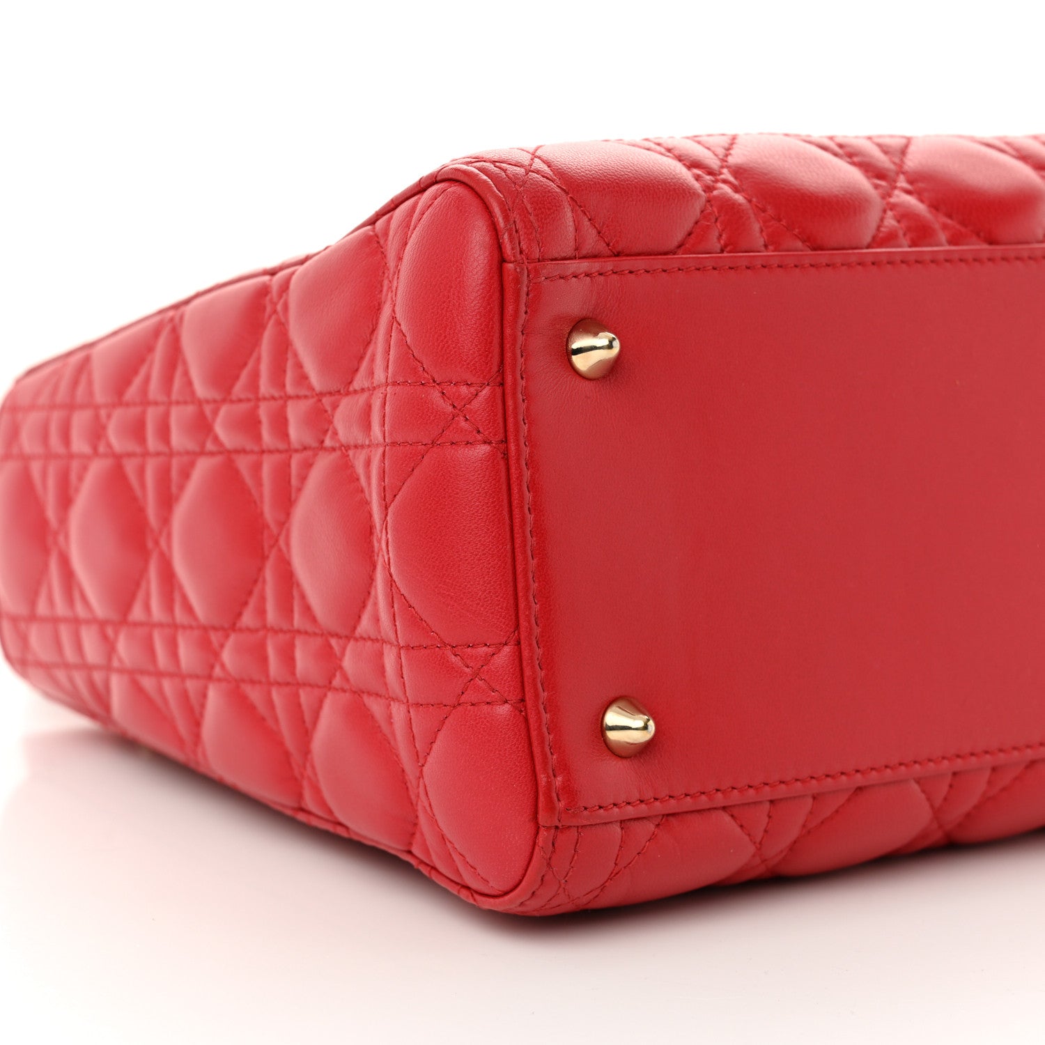 Christian Dior Lambskin Cannage Medium Lady Dior Red 9 of 11