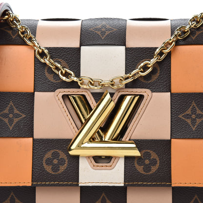 Louis Vuitton Calfskin Monogram Check Twist MM Beige White Orange 8 of 10