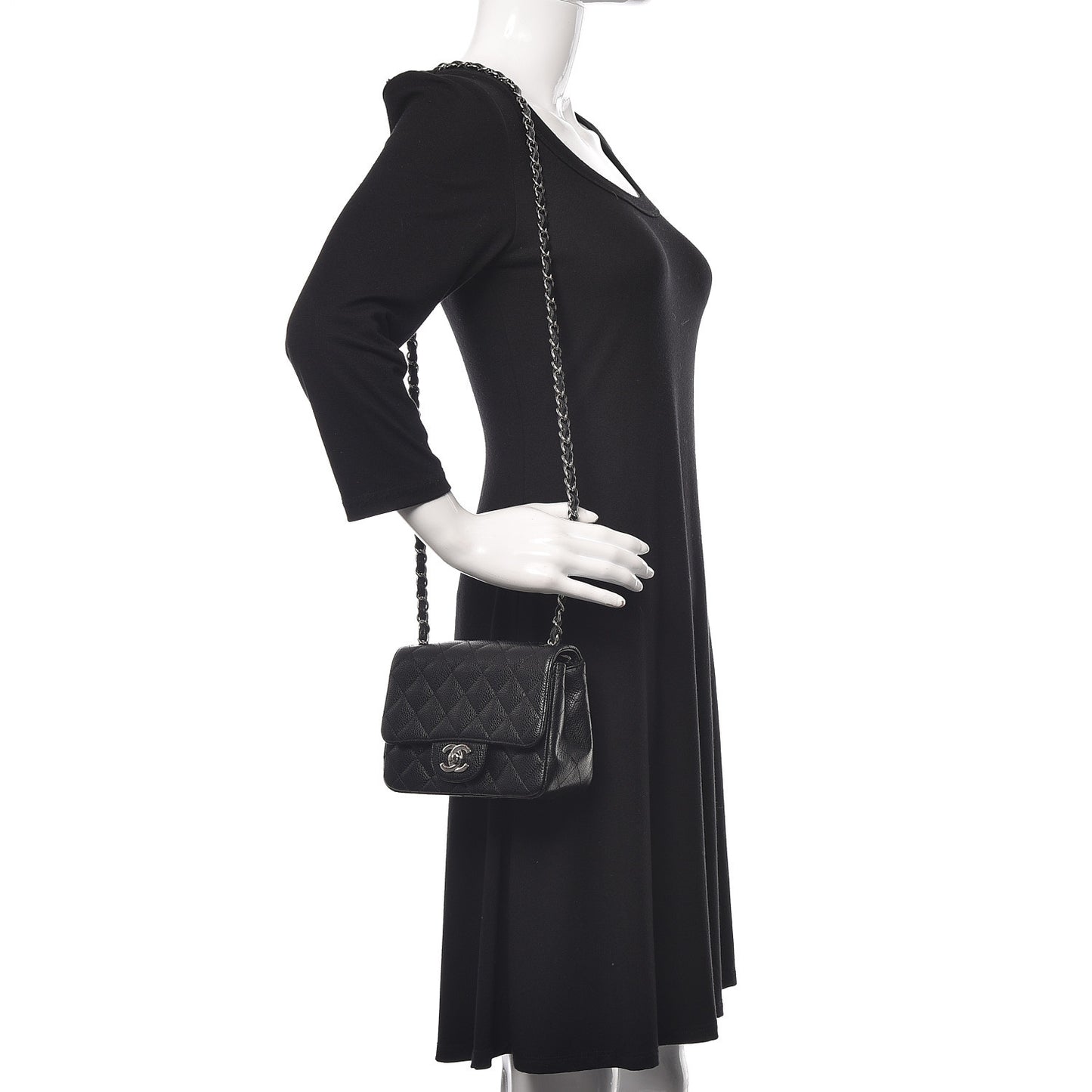 Caviar Quilted Mini Square Flap Black