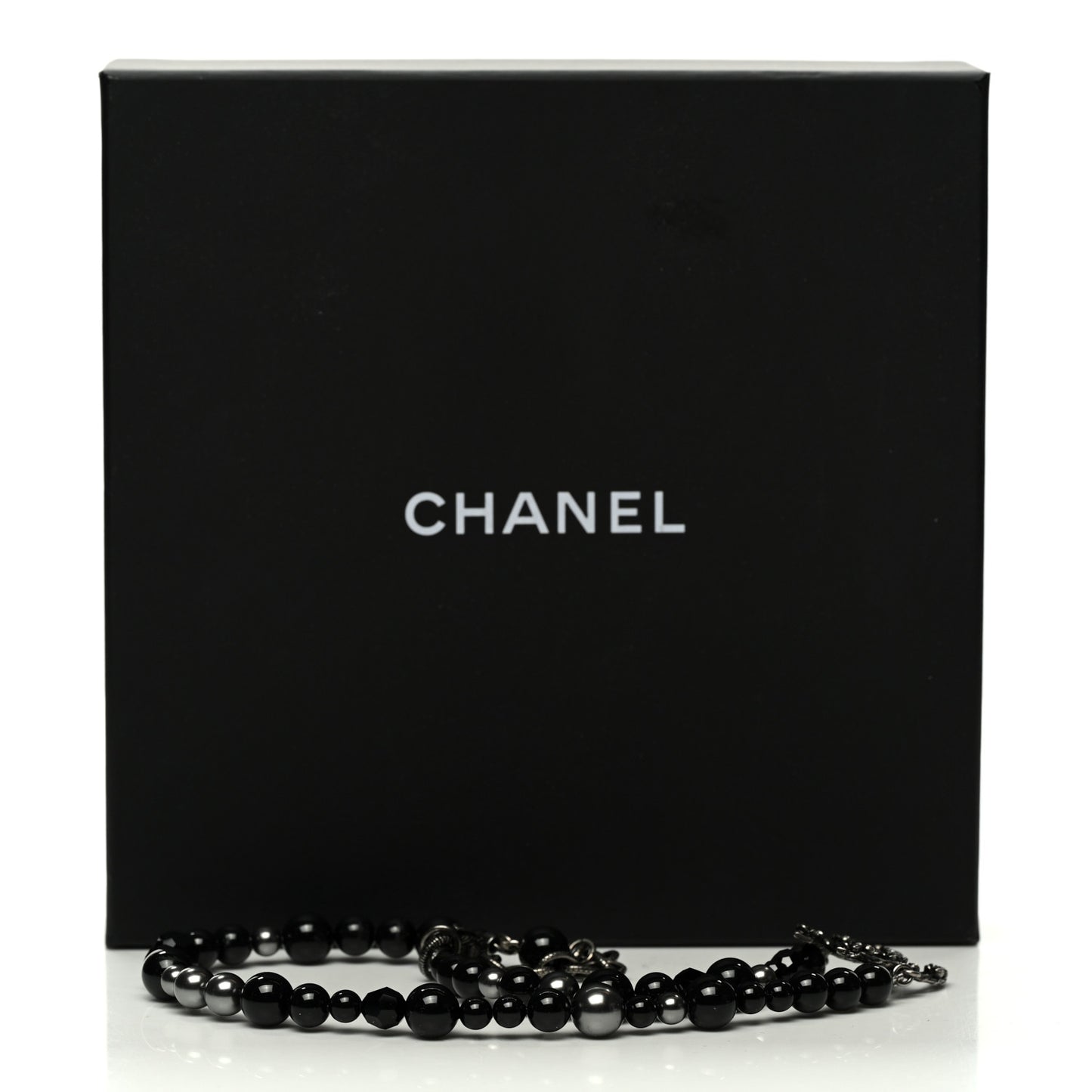Pearl Crystal CC Camellia Necklace Ruthenium Black