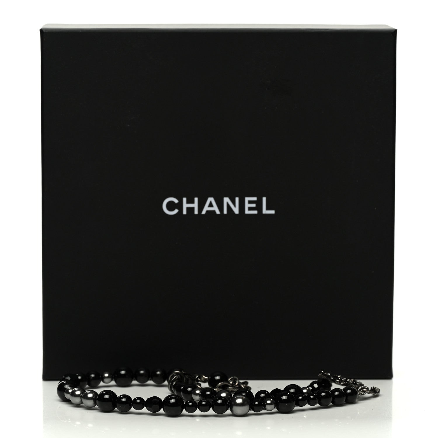Chanel Pearl Crystal CC Camellia Necklace Ruthenium Black 7 of 7