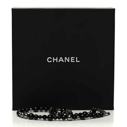 Chanel Pearl Crystal CC Camellia Necklace Ruthenium Black 7 of 7