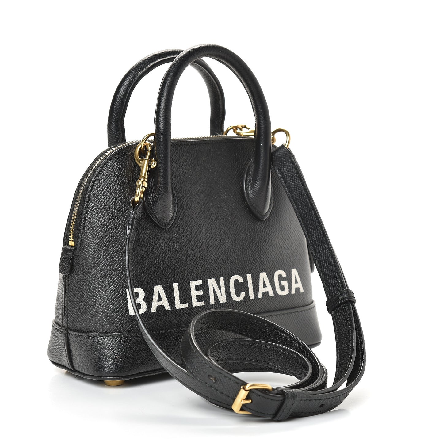 Signature Grained Calfskin XXS Ville Top Handle Bag Black White