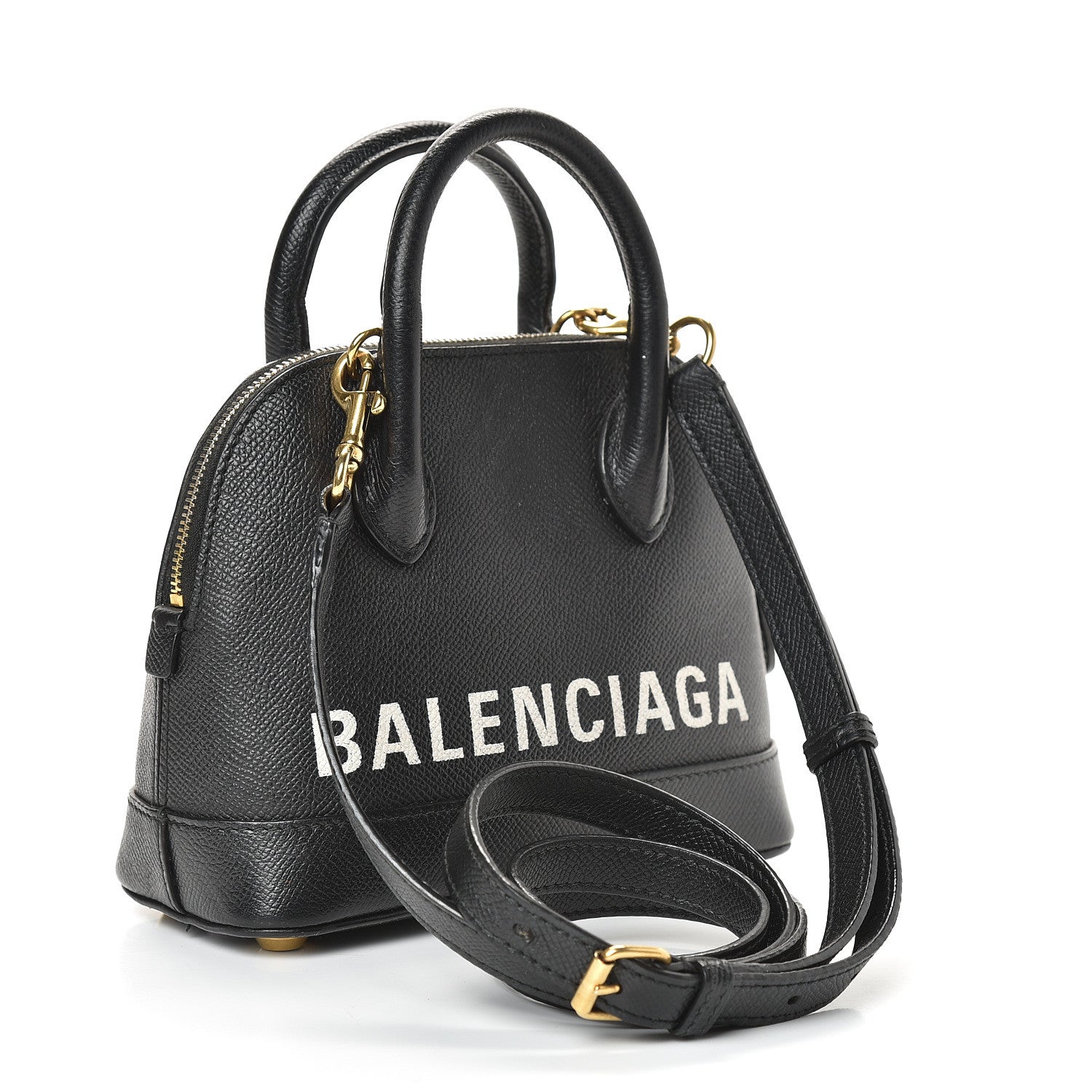 Balenciaga Signature Grained Calfskin XXS Ville Top Handle Bag Black White 2 of 13