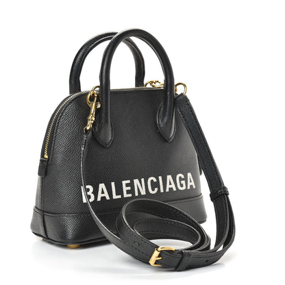 Balenciaga Signature Grained Calfskin XXS Ville Top Handle Bag Black White 2 of 13
