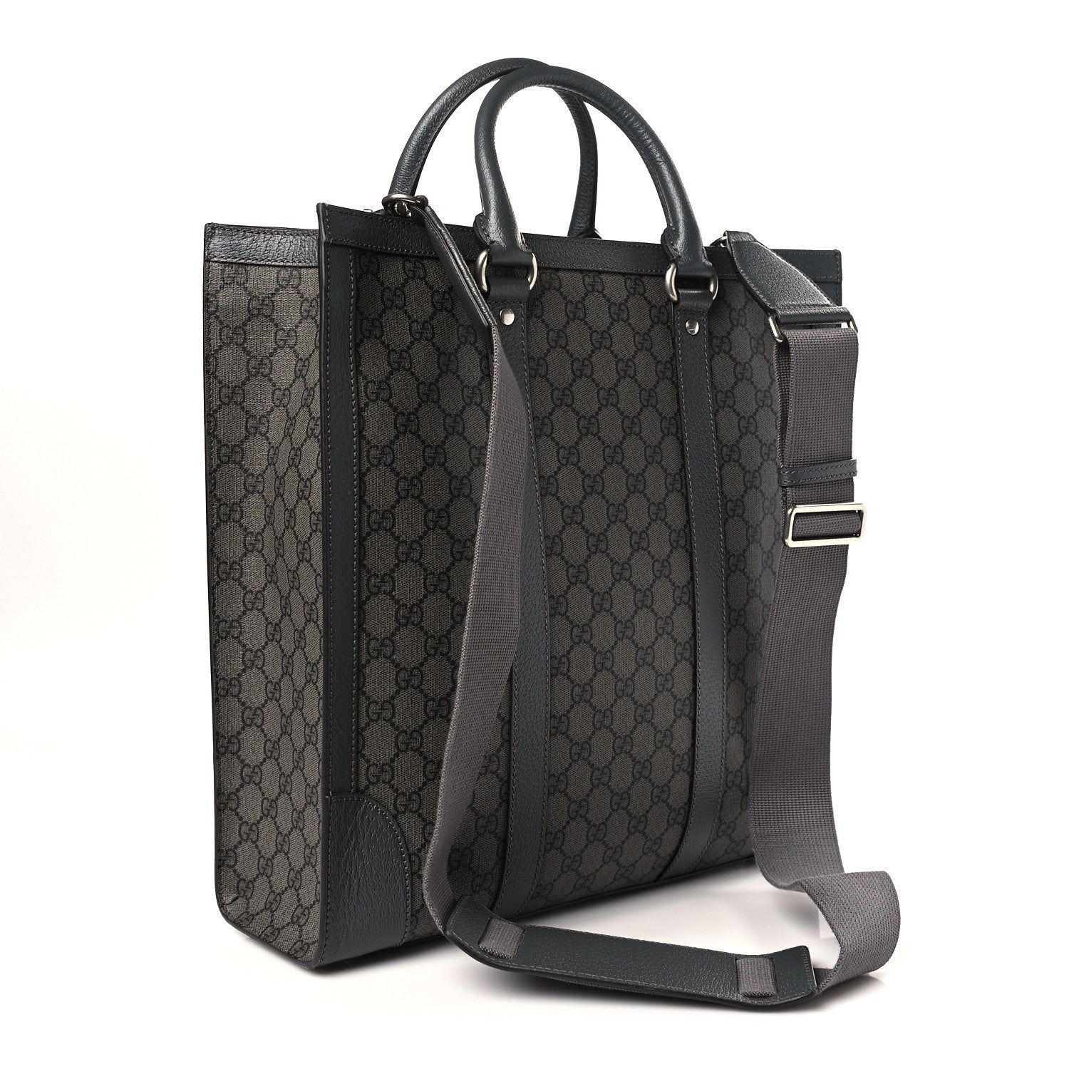 Gucci GG Supreme Monogram Textured Dollar Calfskin Medium Ophidia Tote Grey Black Graphite Grey 3 of 8