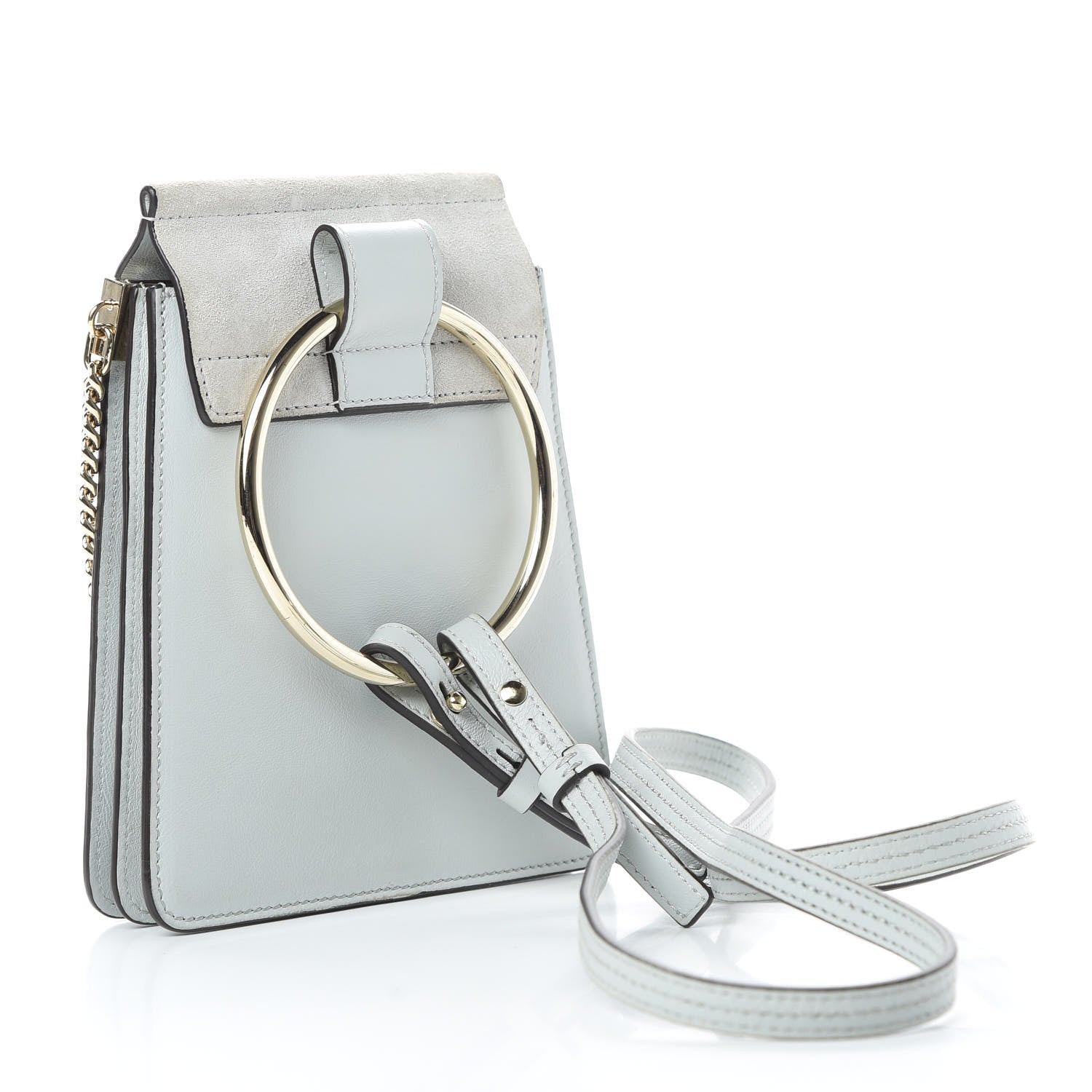 Chloe Suede Calfskin Mini Faye Bracelet Bag Airy Grey 3 of 10