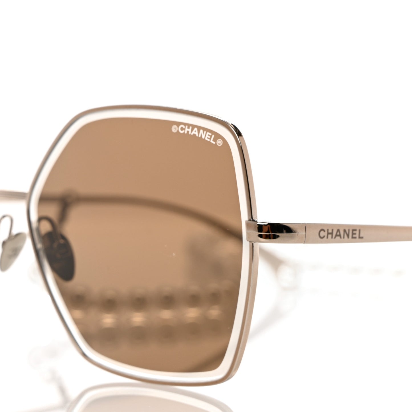 Butterfly Removable Pearl Chain Sunglasses 4262 Brown