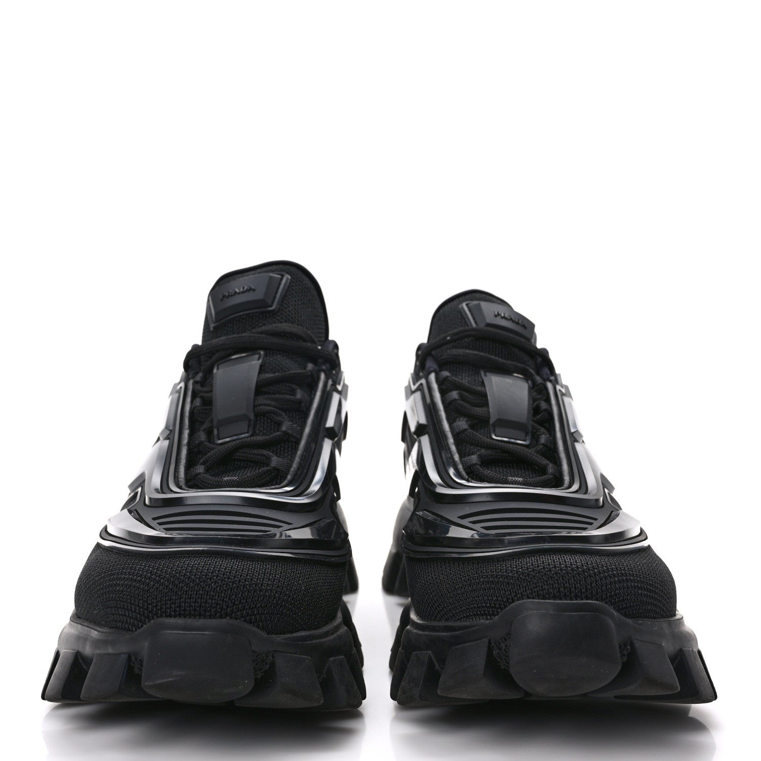 Prada Rubber Knit Fabric Mens Cloudbust Thunder Sneakers 10 Black 2 of 9