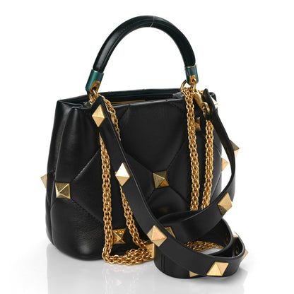 Valentino Garavani Nappa Small Roman Stud The Handle Bag Black 3 of 8