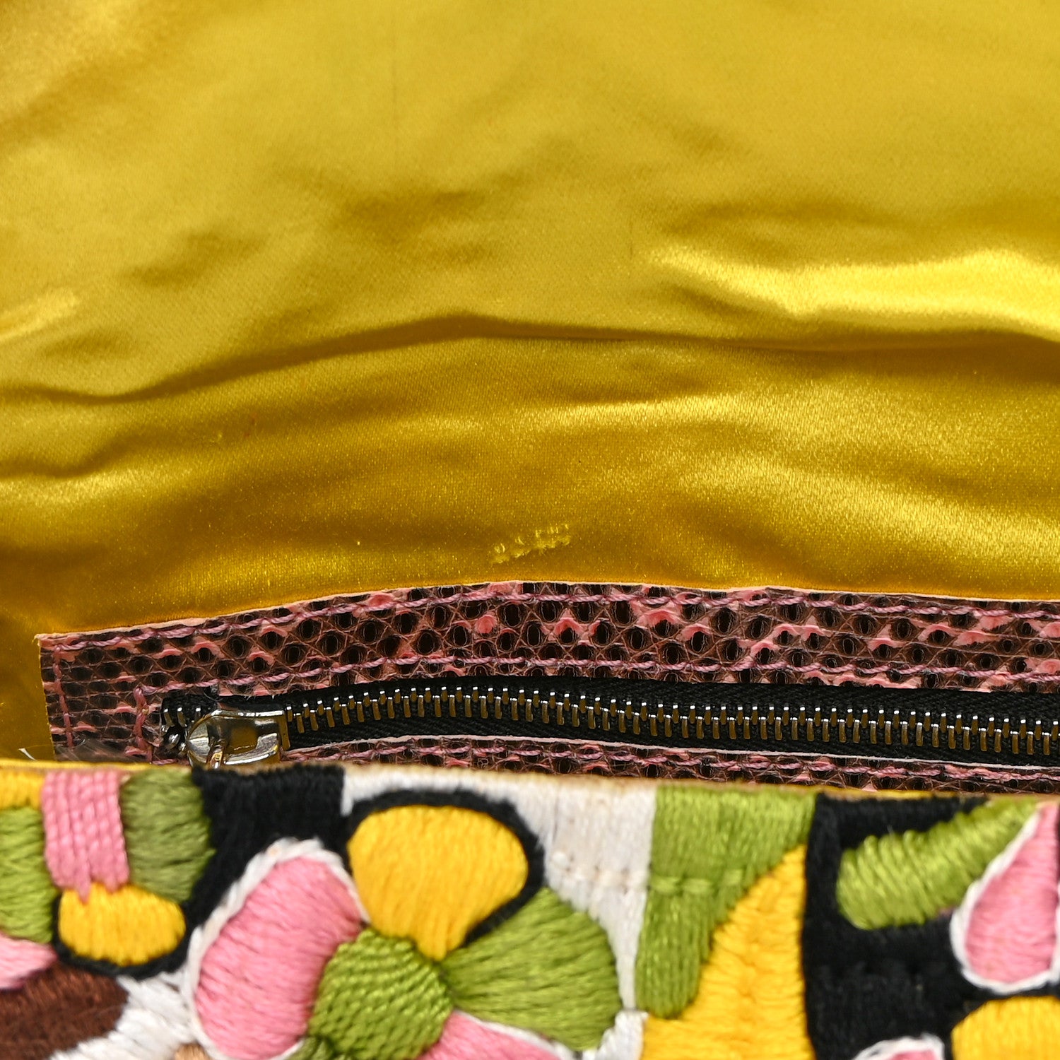 Fendi Lizard Embroidered Flower Baguette Pink Multicolor 12 of 13