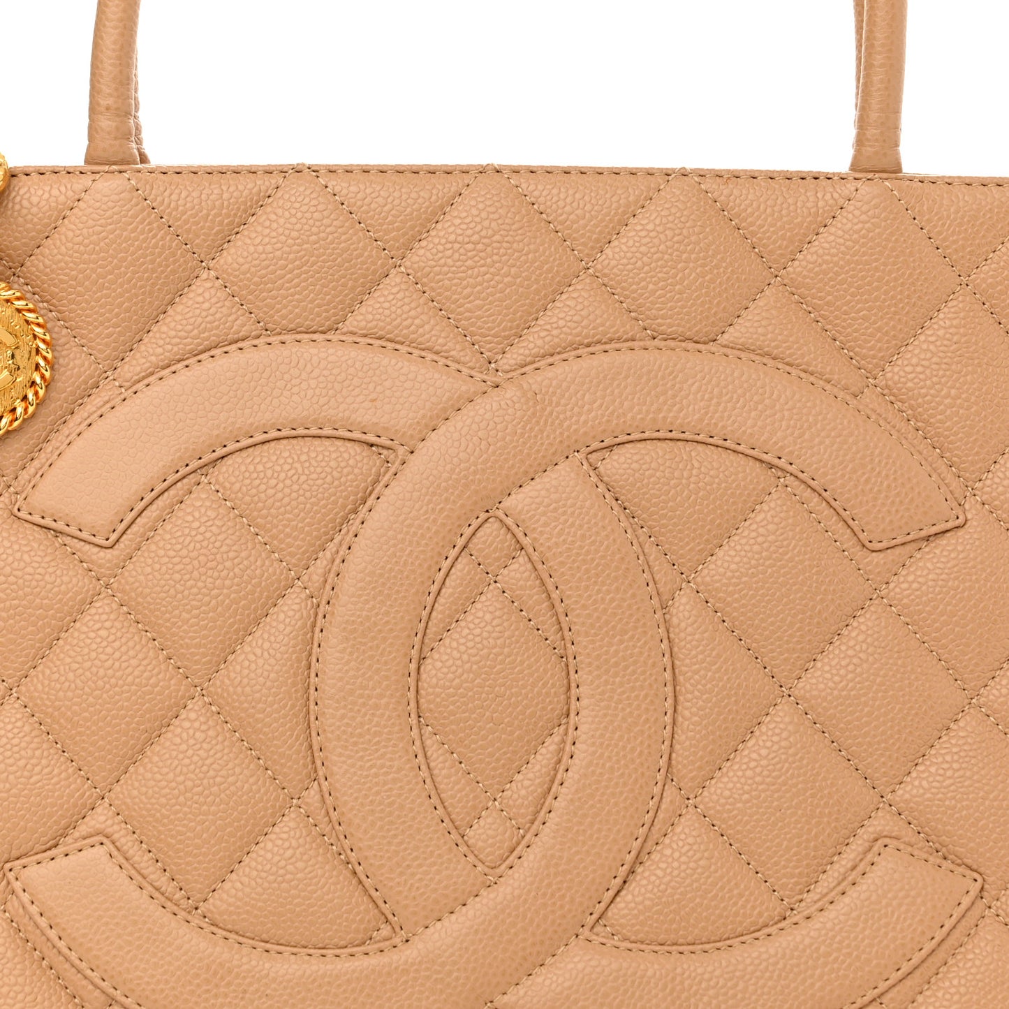 Caviar Quilted Medallion Tote Beige