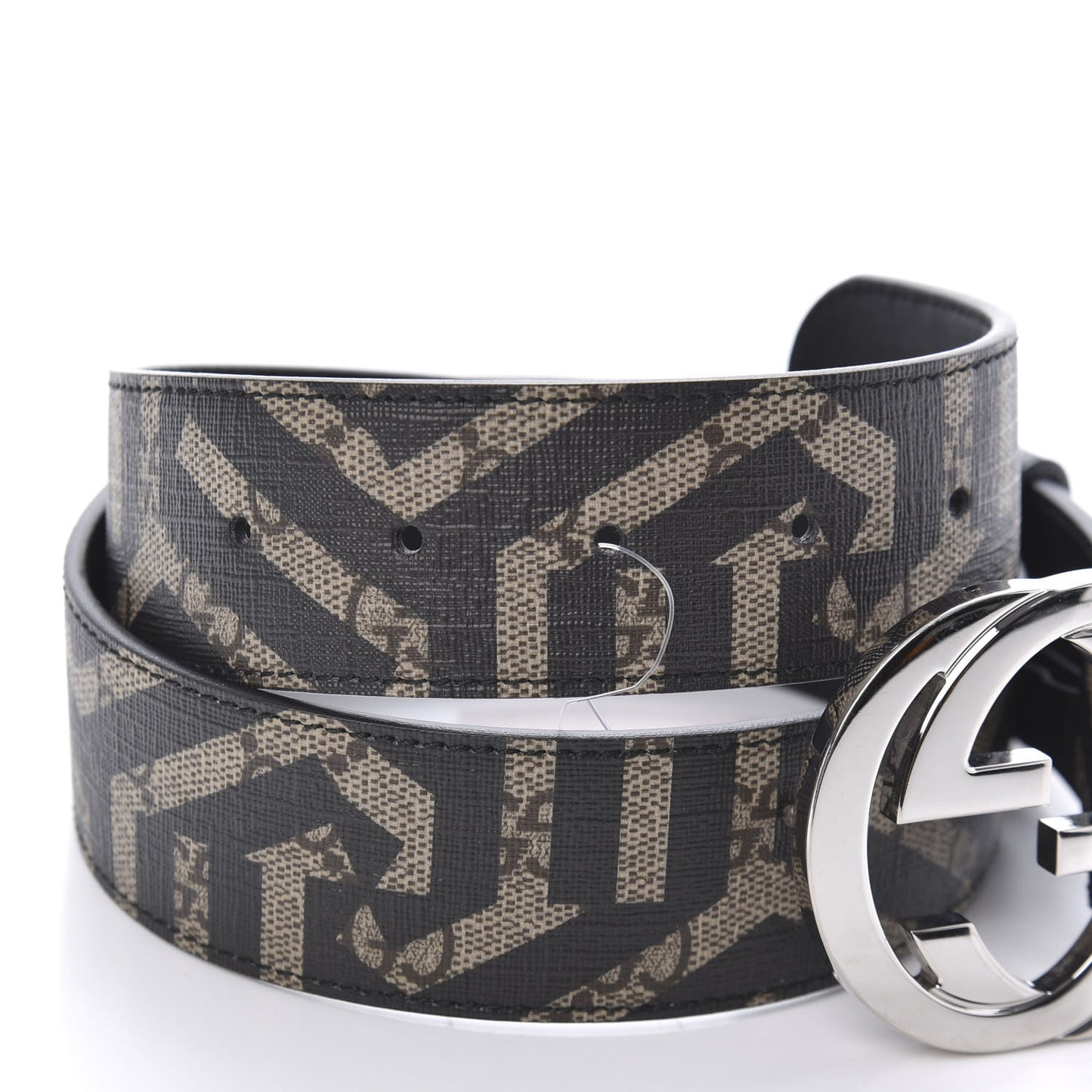 GG Supreme Monogram Caleido Interlocking G Belt 80 32 Black