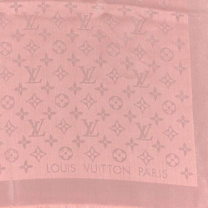 Louis Vuitton Silk Lurex Wool Monogram Shine Shawl Rose Velours 2 of 3