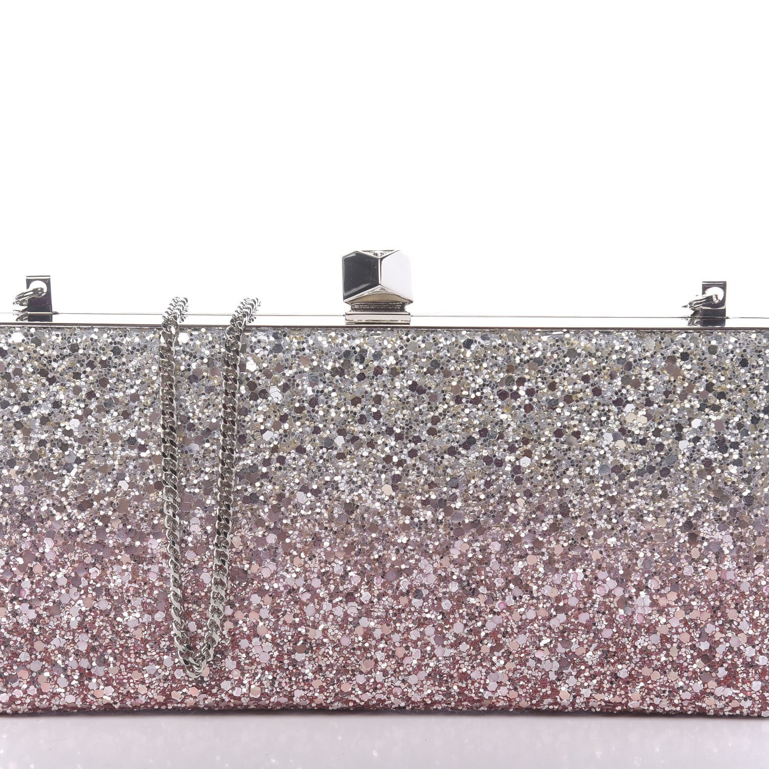 Jimmy Choo Coarse Glitter Celeste Clutch Pink Silver 9 of 9