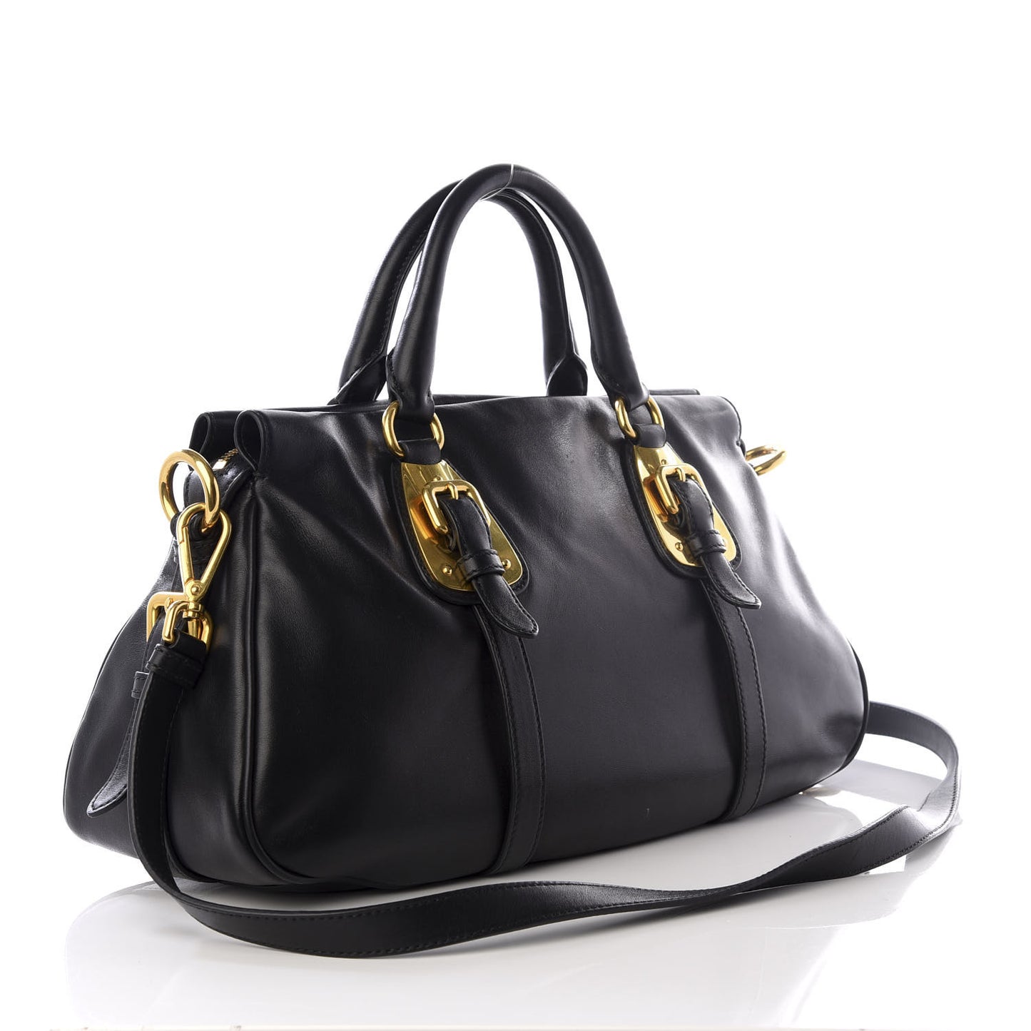 Soft Calf Shopping Satchel Black