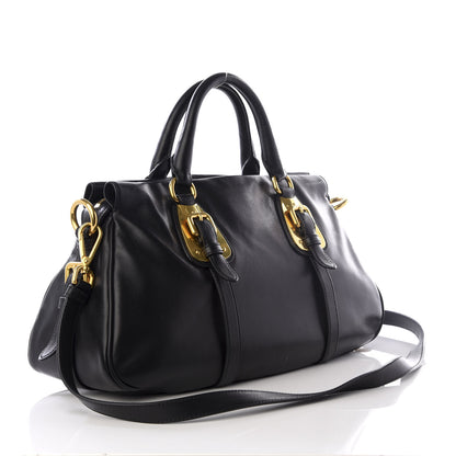Prada Soft Calf Shopping Satchel Black 2 of 8
