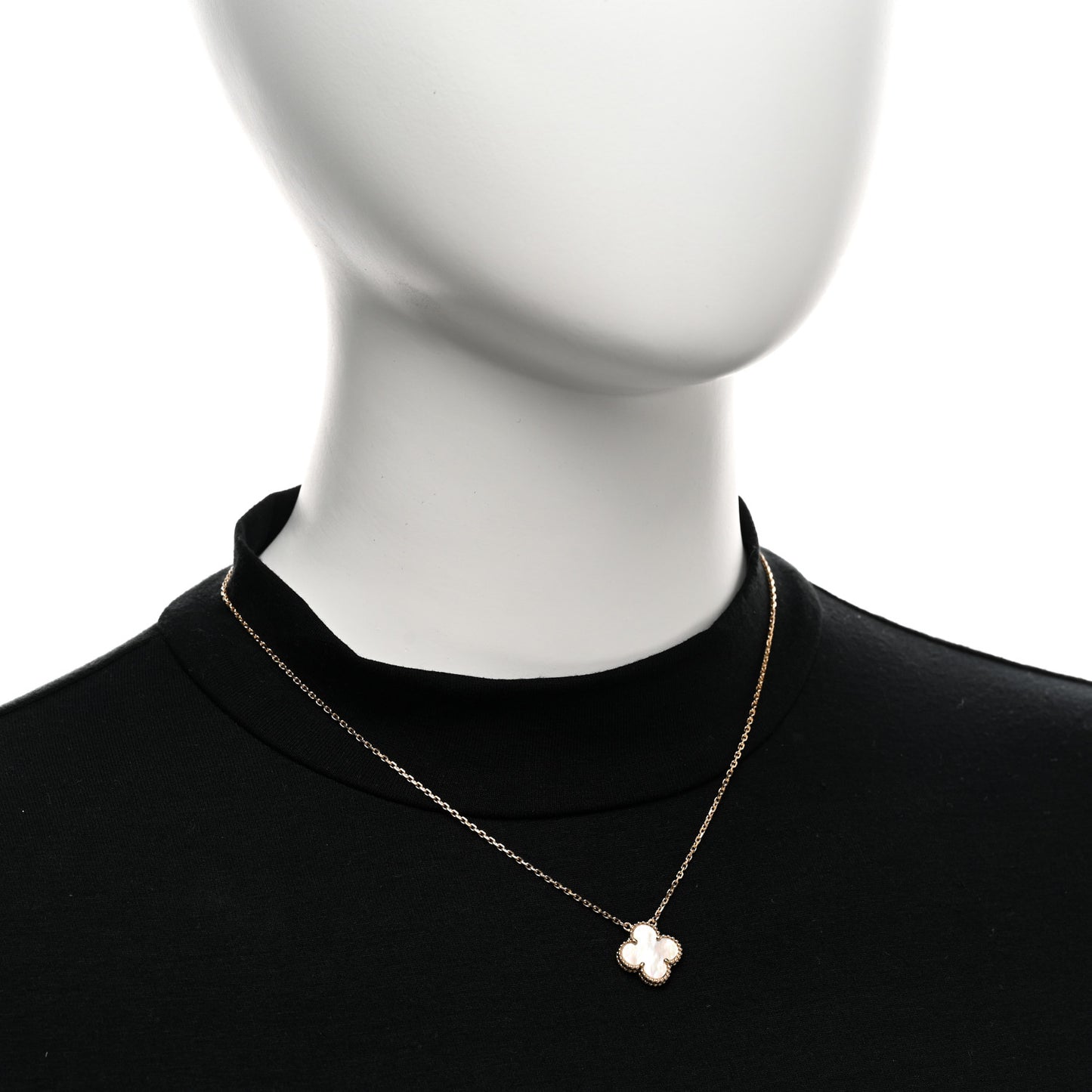 18K Yellow Gold Mother of Pearl Vintage Alhambra Pendant Necklace
