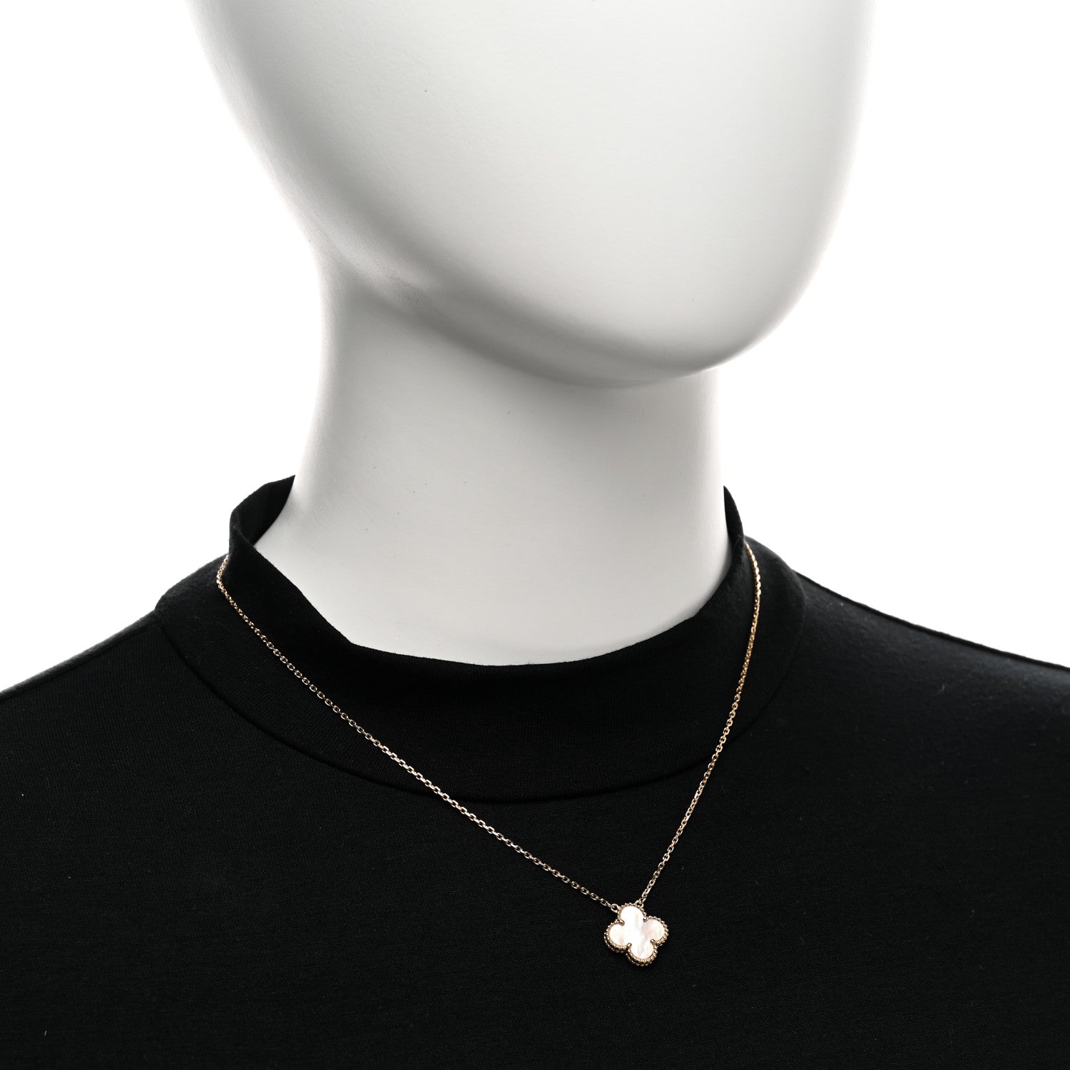 Van Cleef & Arpels 18K Yellow Gold Mother of Pearl Vintage Alhambra Pendant Necklace 2 of 5