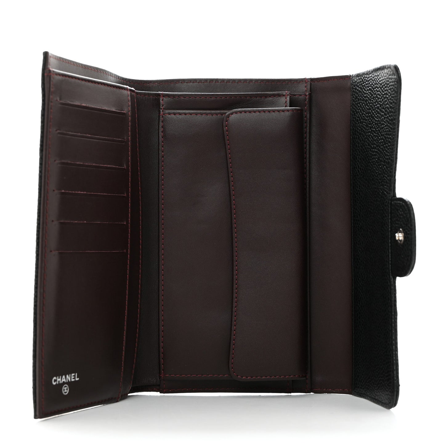 Caviar Quilted Large Flap Wallet Black