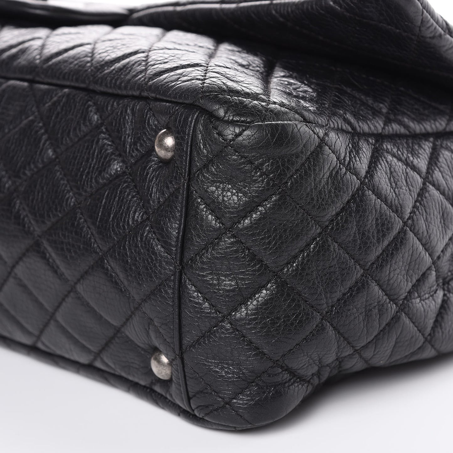 Calfskin Quilted XXL Travel Flap Bag Black