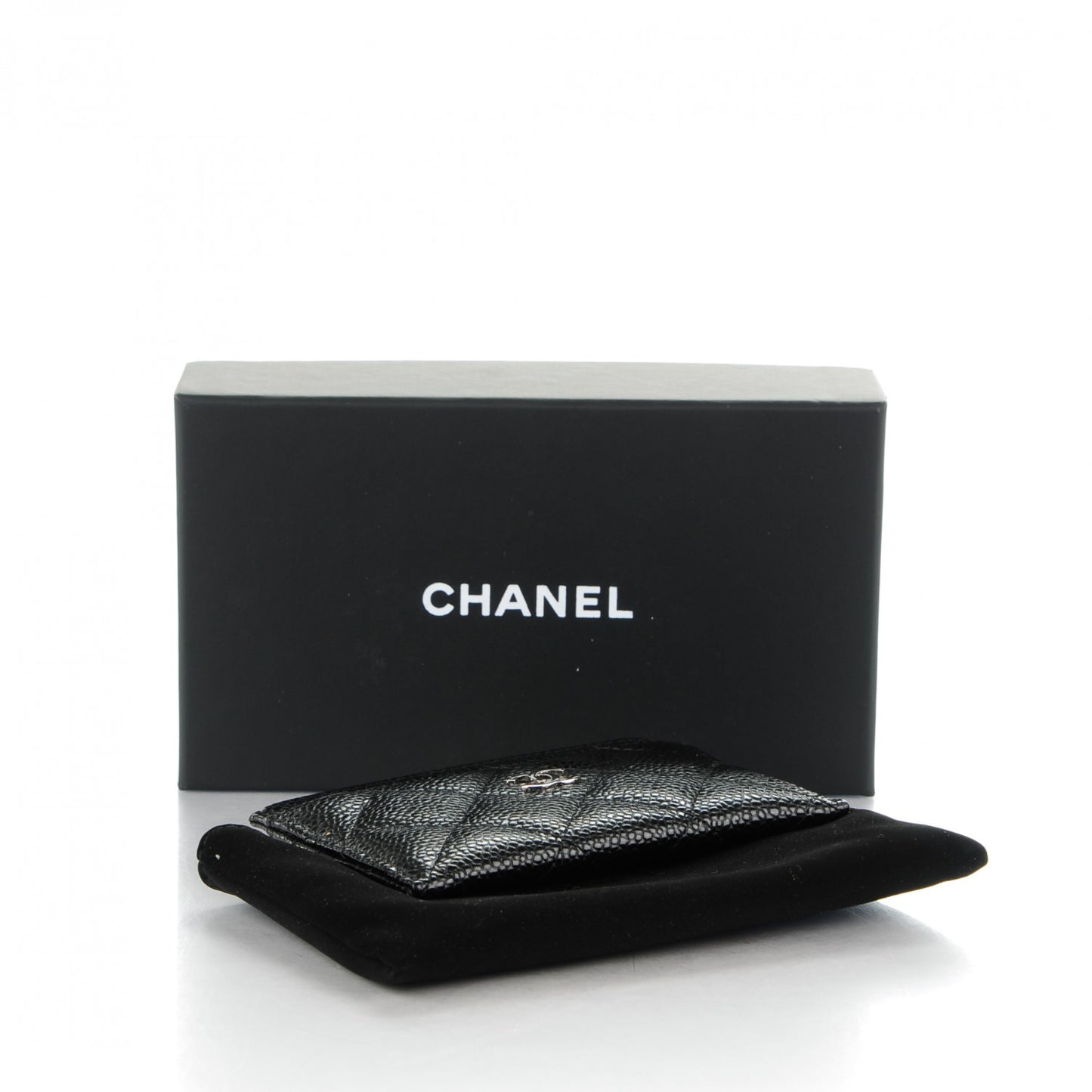 Caviar Quilted Card Holder Black