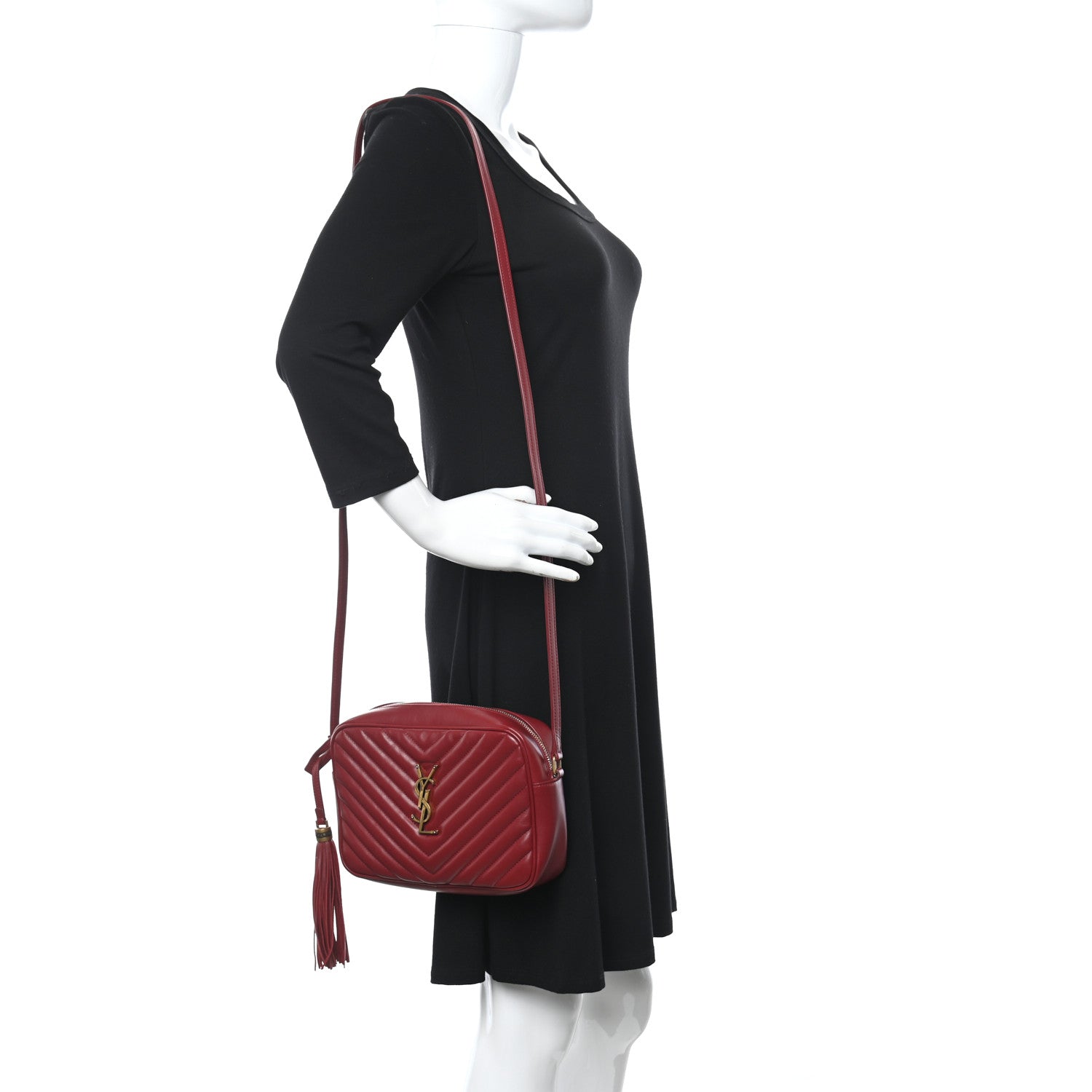 Saint Laurent Calfskin Matelasse Monogram Lou Camera Bag Opyum Red 2 of 11