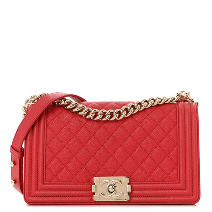 Chanel Caviar Quilted Medium Boy Flap Dark Pink 1 of 12