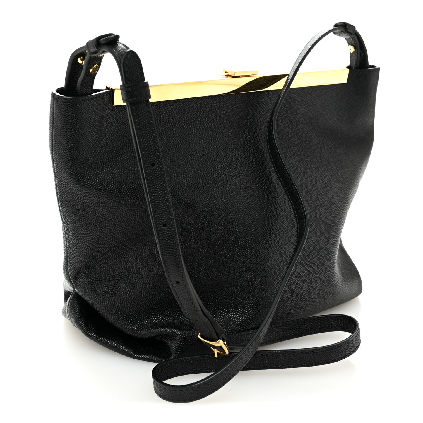 Pebbled Calfskin Augusta Crossbody Black