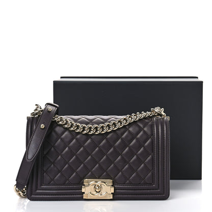 Chanel Calfskin Quilted Medium Boy Flap Dark Brown 10 of 10