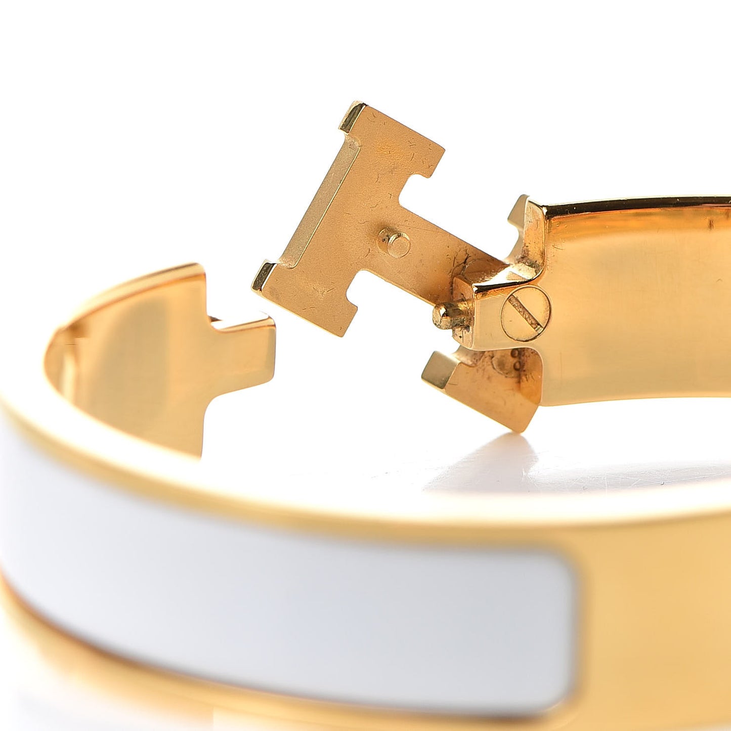 Enamel Narrow Clic Clac H Bracelet PM White