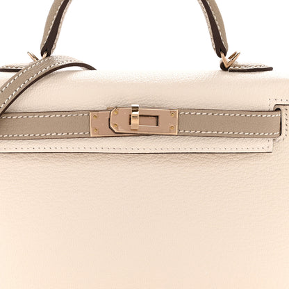 Hermes Chevre Mysore Horseshoe Mini Kelly Sellier 20 Nata Gris Tourterelle 8 of 11