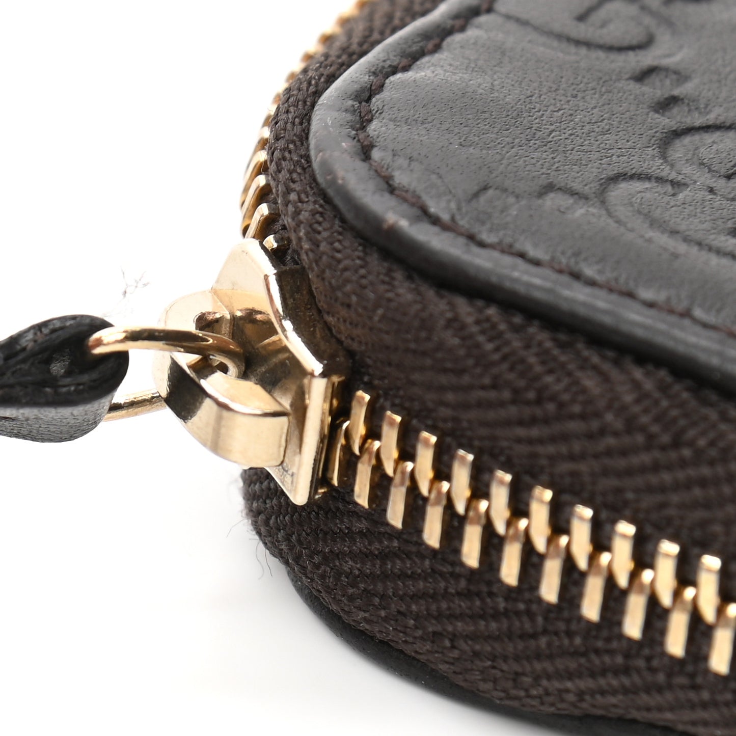 Guccissima Zip Around Coin Purse Wallet Dark Brown