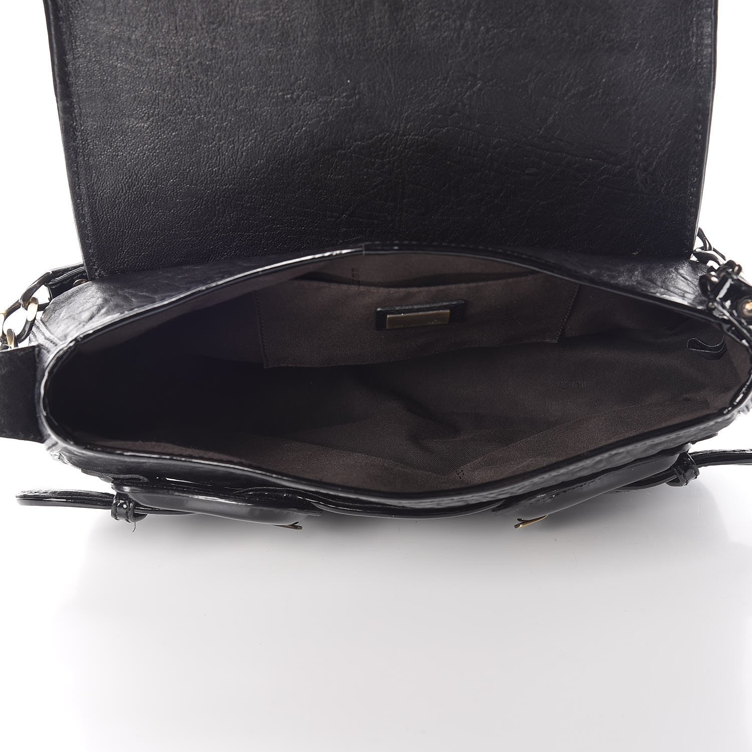 Fendi Nappa Patent B Bis Flap Bag Black 5 of 8