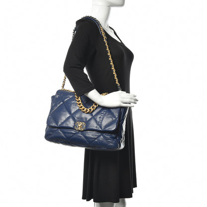 Chanel Goatskin Quilted Maxi 19 Flap Dark Blue 2 of 10