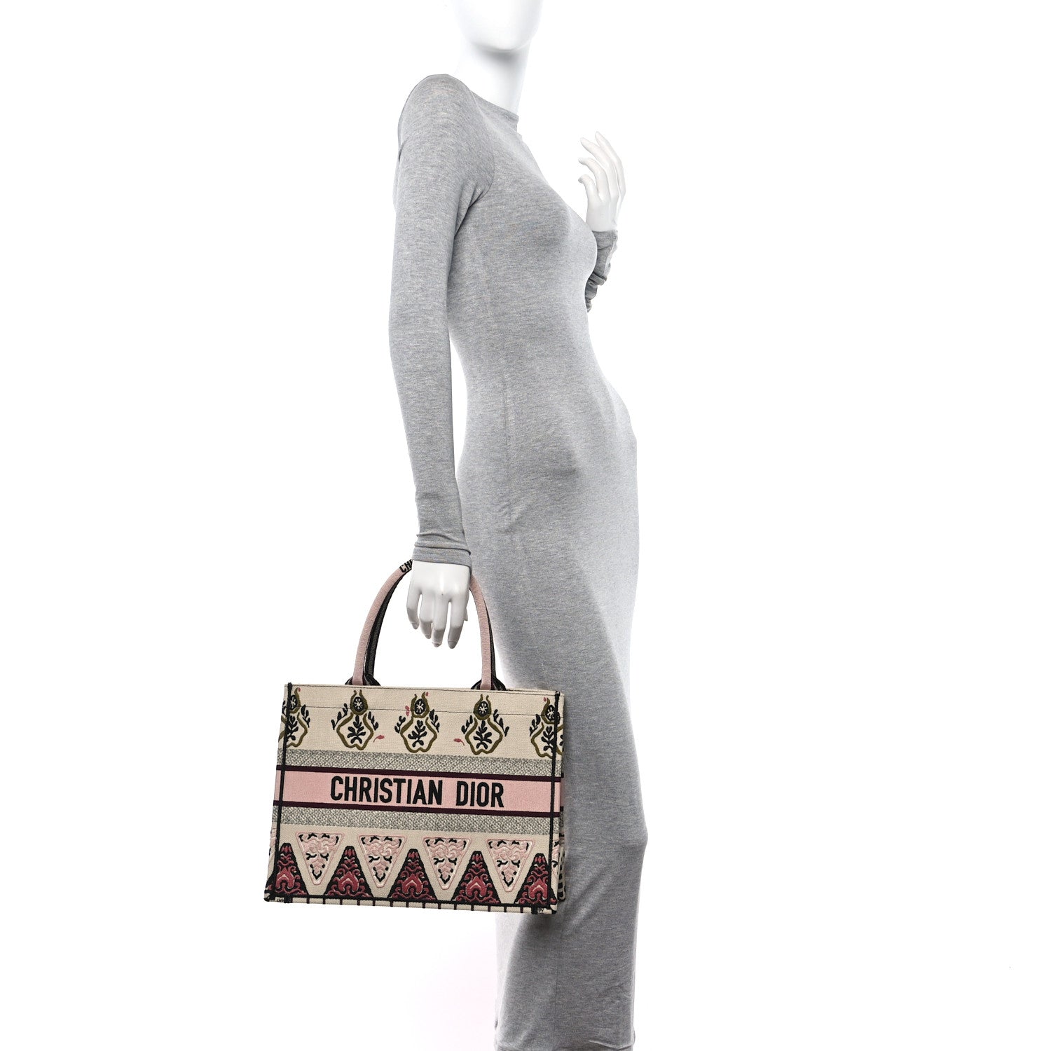 Christian Dior Canvas Embroidered Geometric Medium Book Tote Multicolor 3 of 10