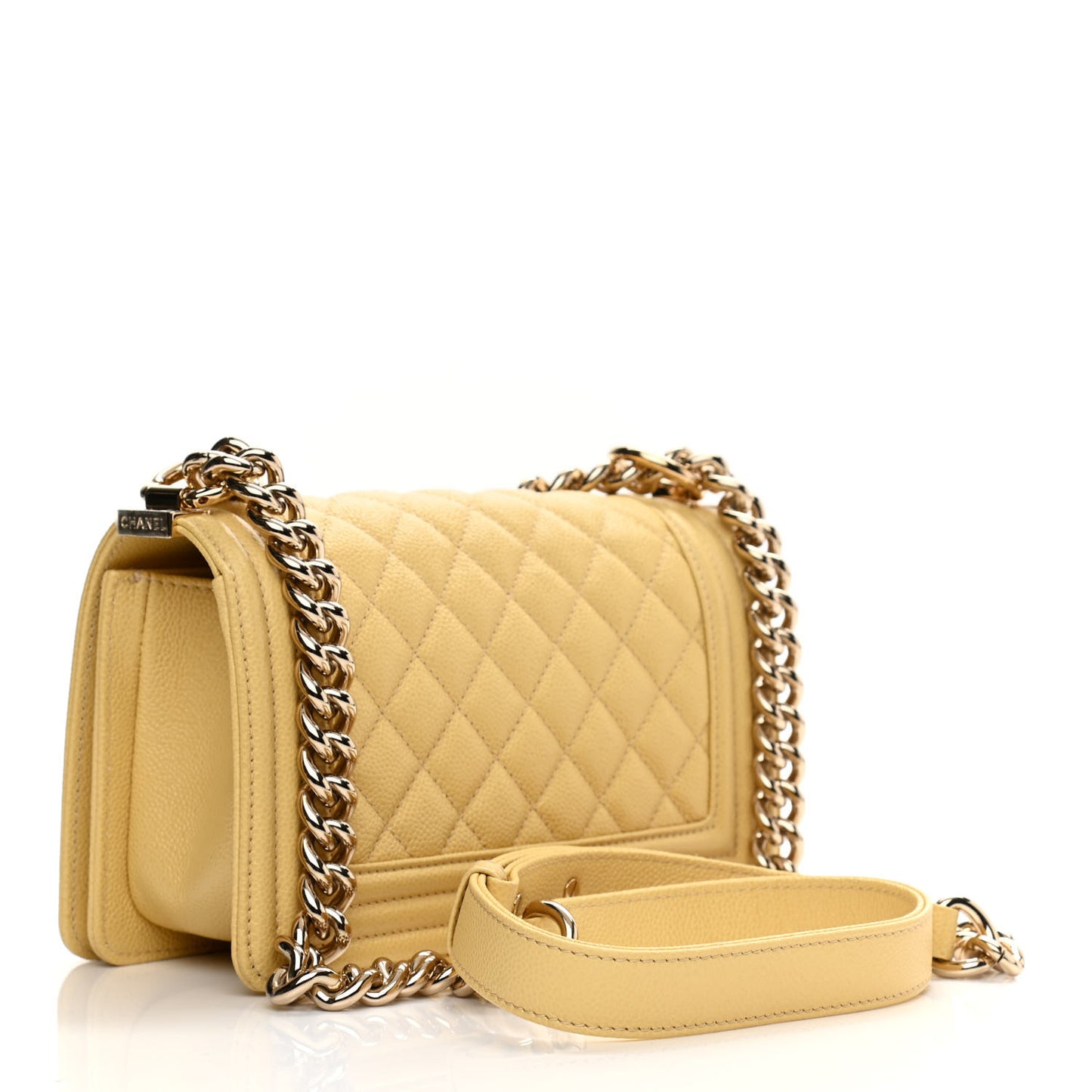 Caviar Quilted Small Boy Flap Yellow