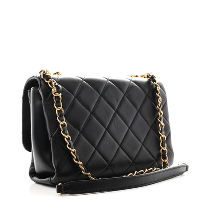 Chanel Lambskin Quilted CC Crystal Logo Chain Flap Black 3 of 11