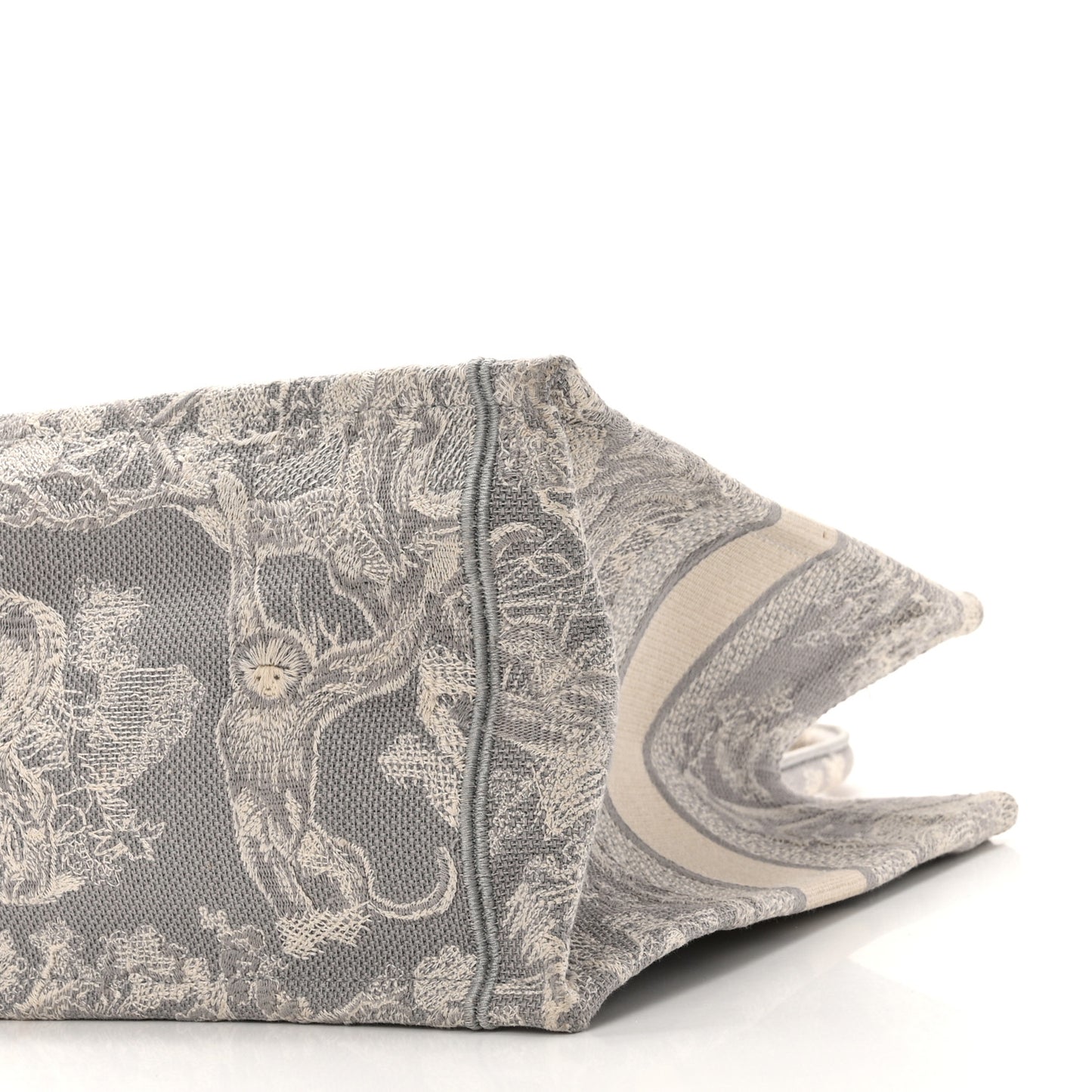 Canvas Embroidered Medium Dioriviera Toile De Jouy Reverse Book Tote Gray