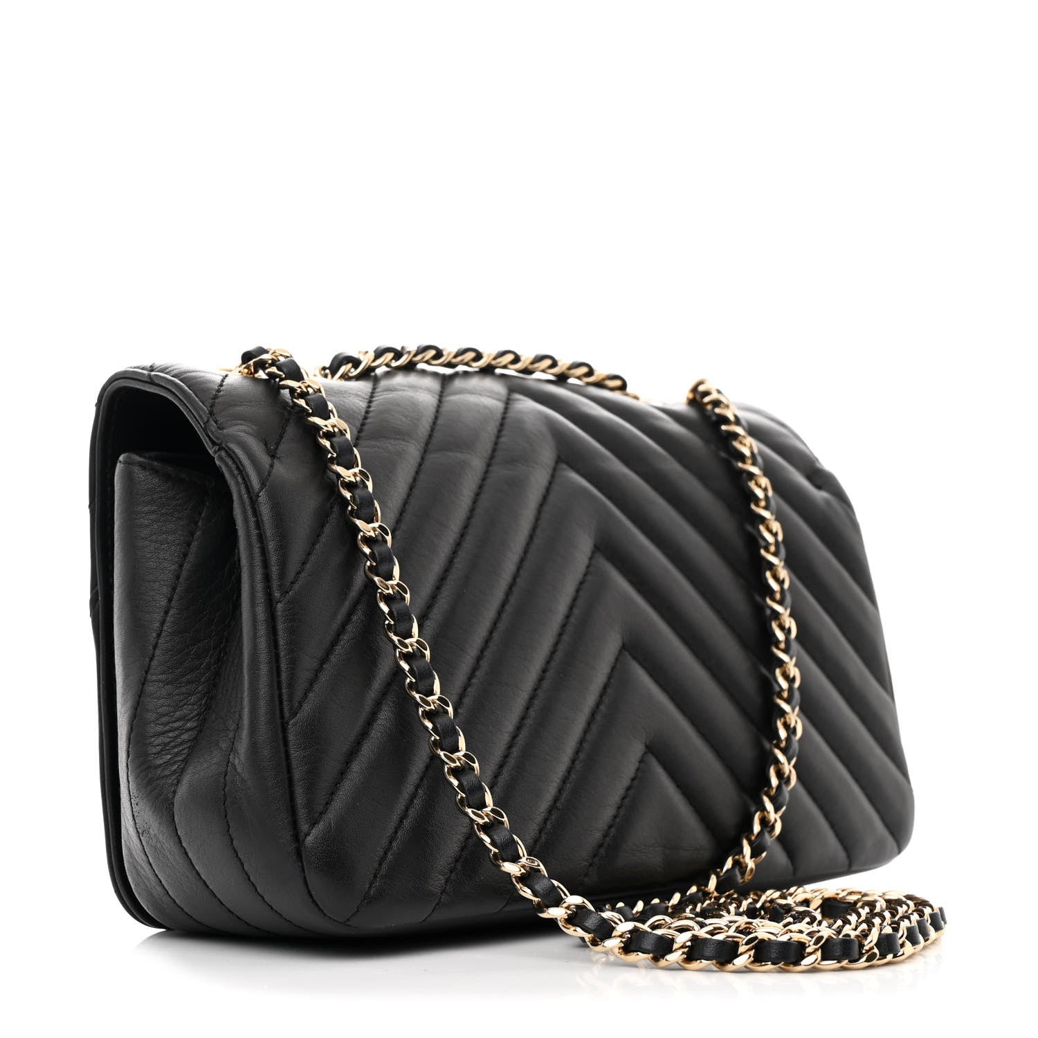 Chanel Calfskin Chevron Quilted Mini Statement Flap Black 3 of 11