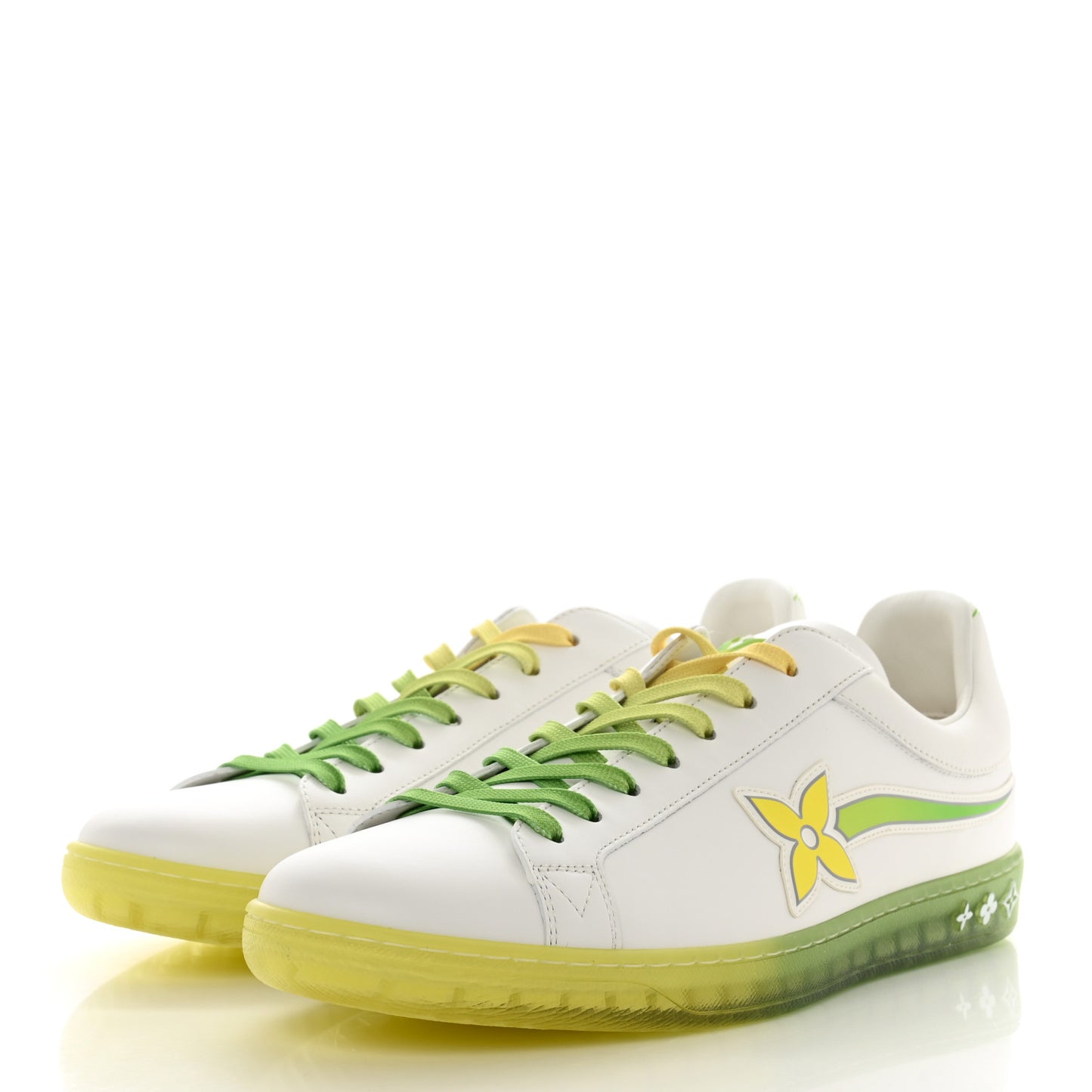 Calfskin Mens Luxembourg Samothrace Sneakers 7.5 White Yellow Green