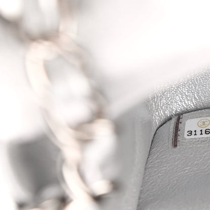 Chanel Metallic Lambskin Quilted Mini Square Flap Silver 7 of 10