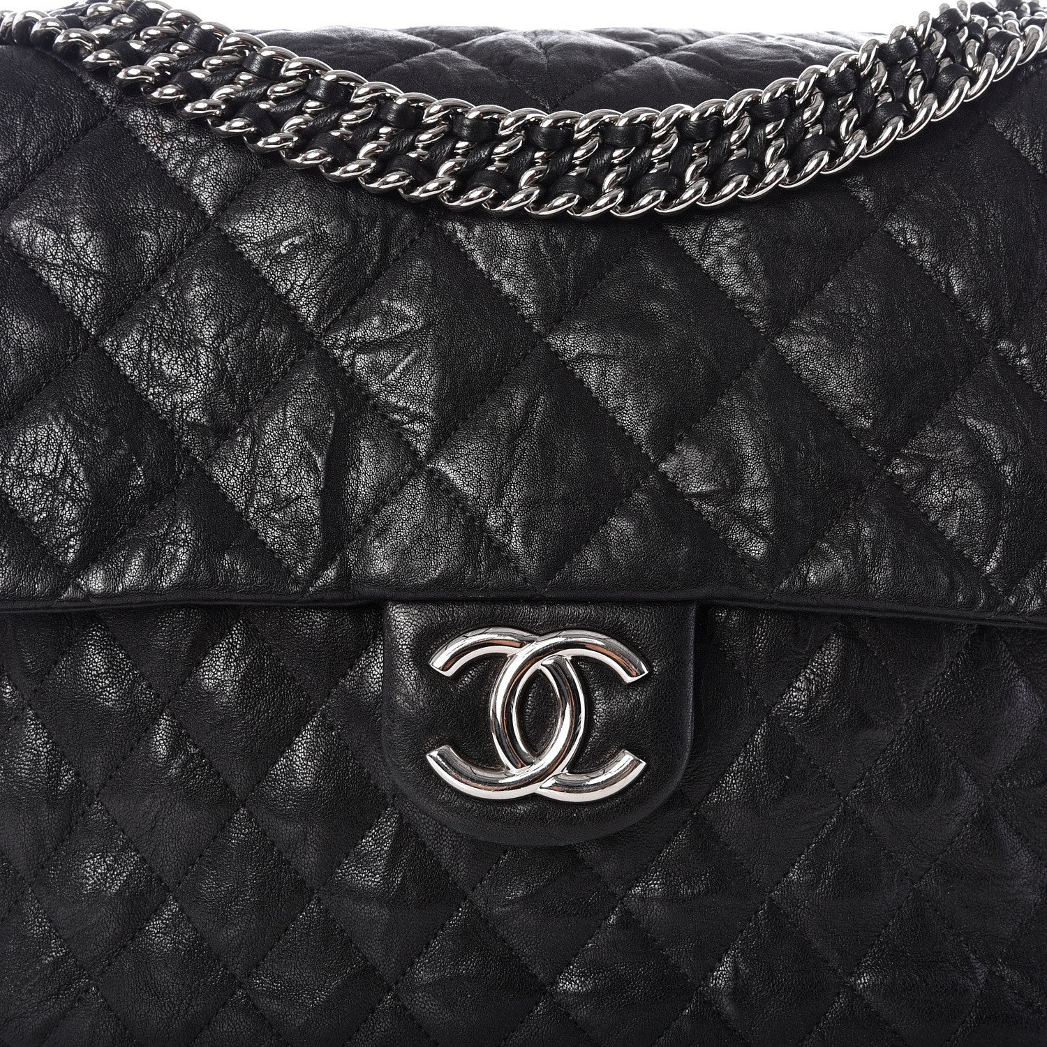 Chanel Washed Lambskin Quilted Maxi Chain Around Flap Black 9 of 9