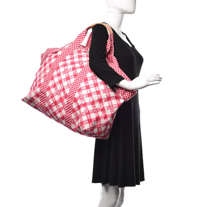 Chanel Canvas Gingham Printed CC Tote Pink White 2 of 9
