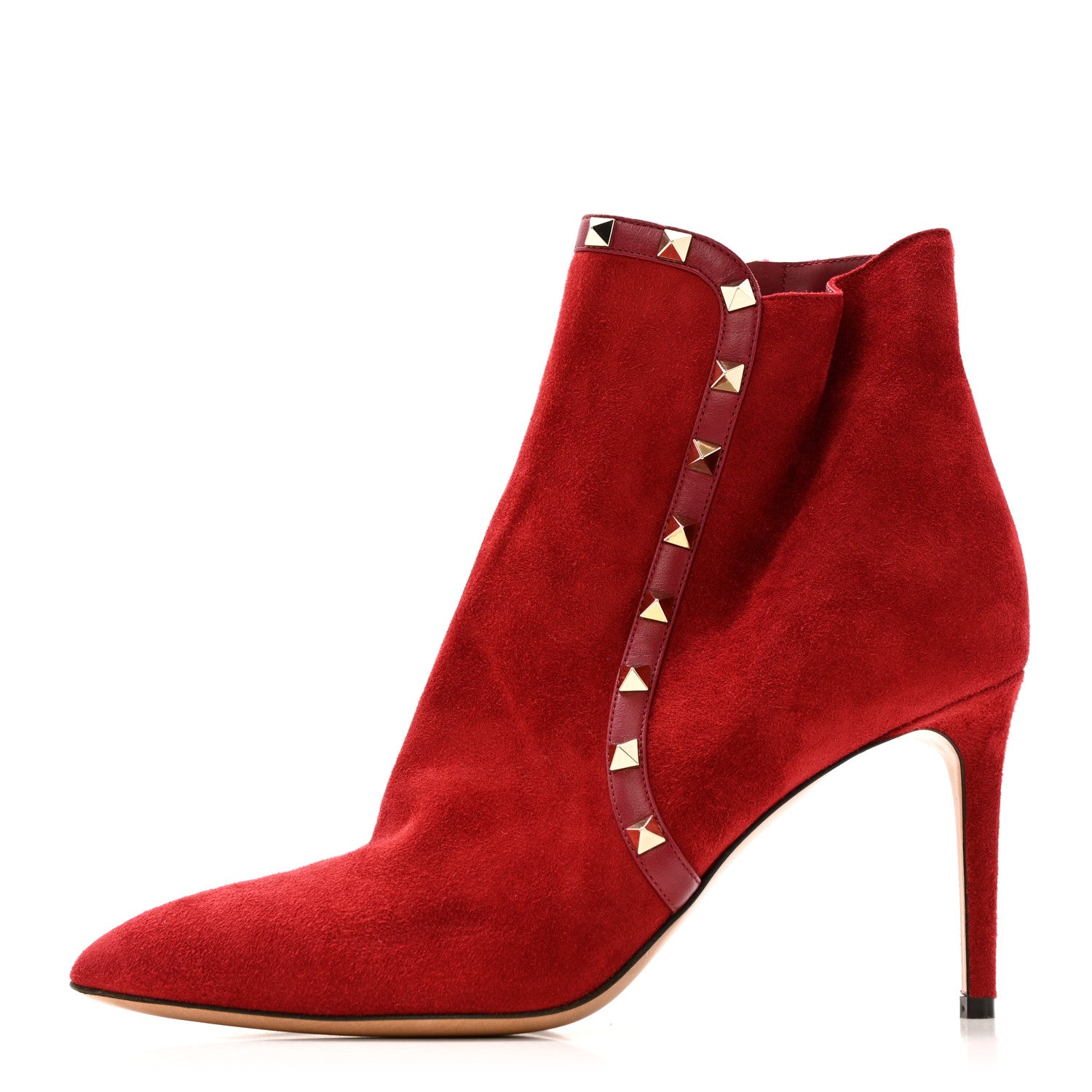 Valentino Garavani Suede Rockstud 85mm Ankle Booties 39.5 Rubino 1 of 12